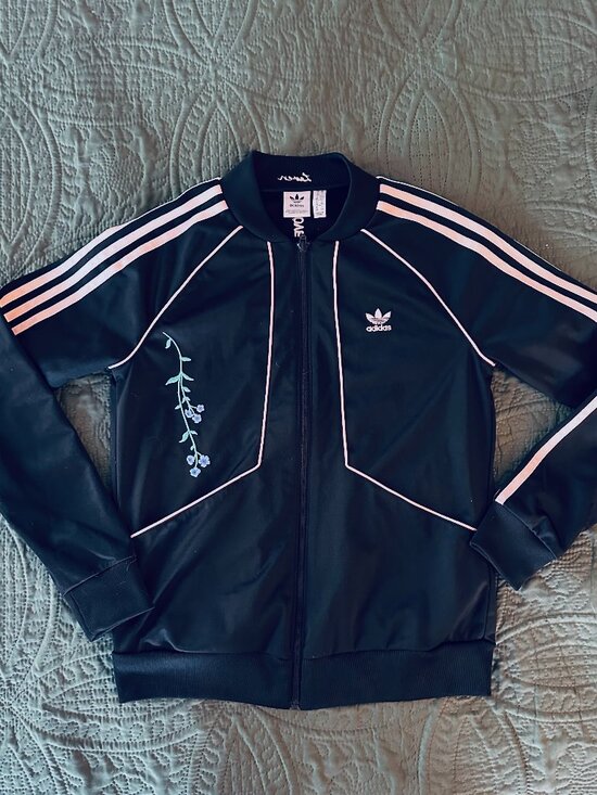 adidas Originals Jackets & Blazers - Adidas jacket SM love revolution collection, quote on back & embroidered flowers